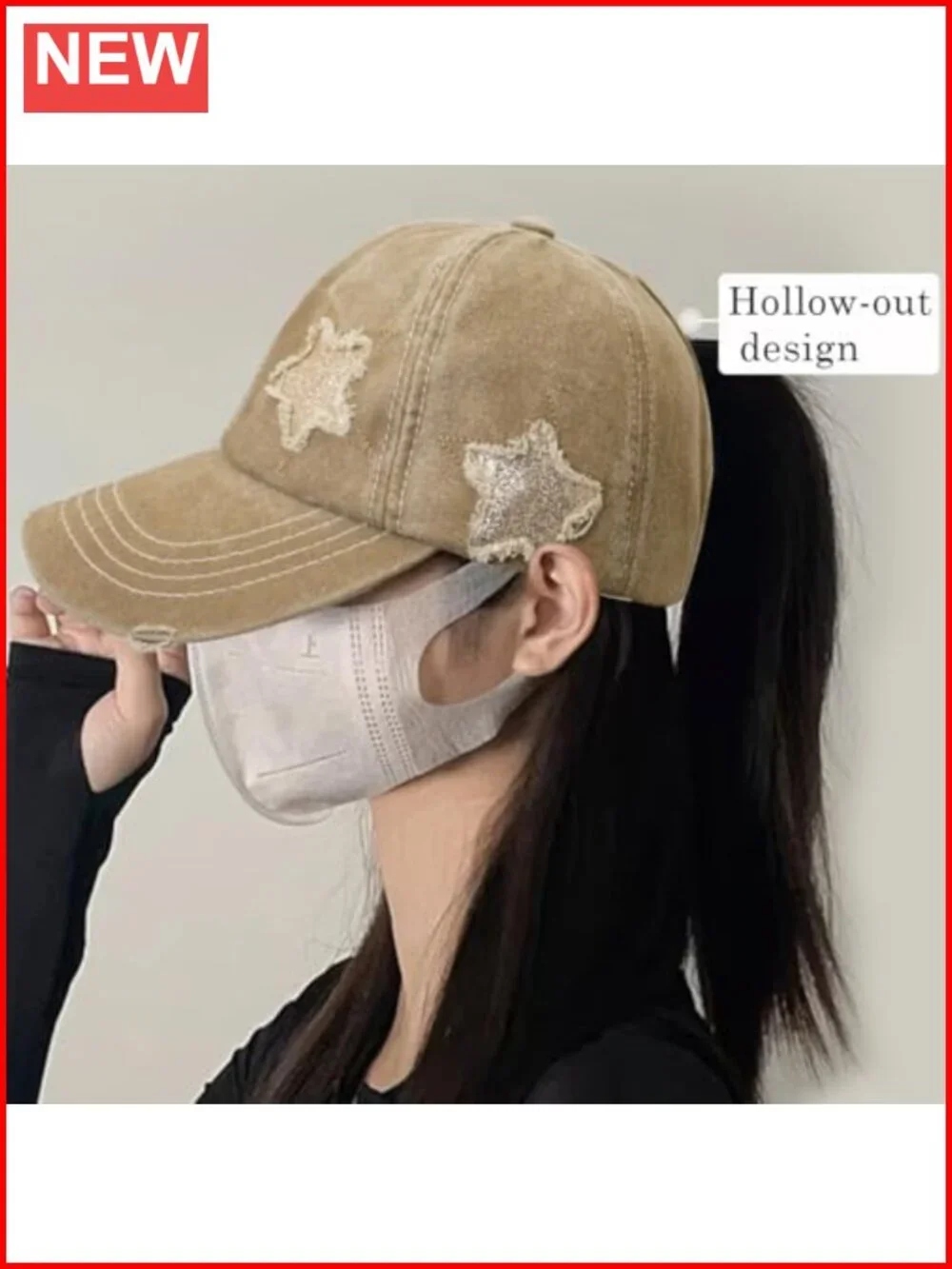 Women's High Ponytail Baseball Cap with Adjustable Velcro Closure